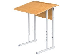 Стол с наклоном столешницы 10° школьный 1-местный 4-6 г/р регулируемый (бук, м/к серый, квадратная труба)