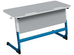 Стол 2-местный школьный 3-5 г/р "Логика" с наклоном столешницы 0-15° (серый, м/к белый/синий)