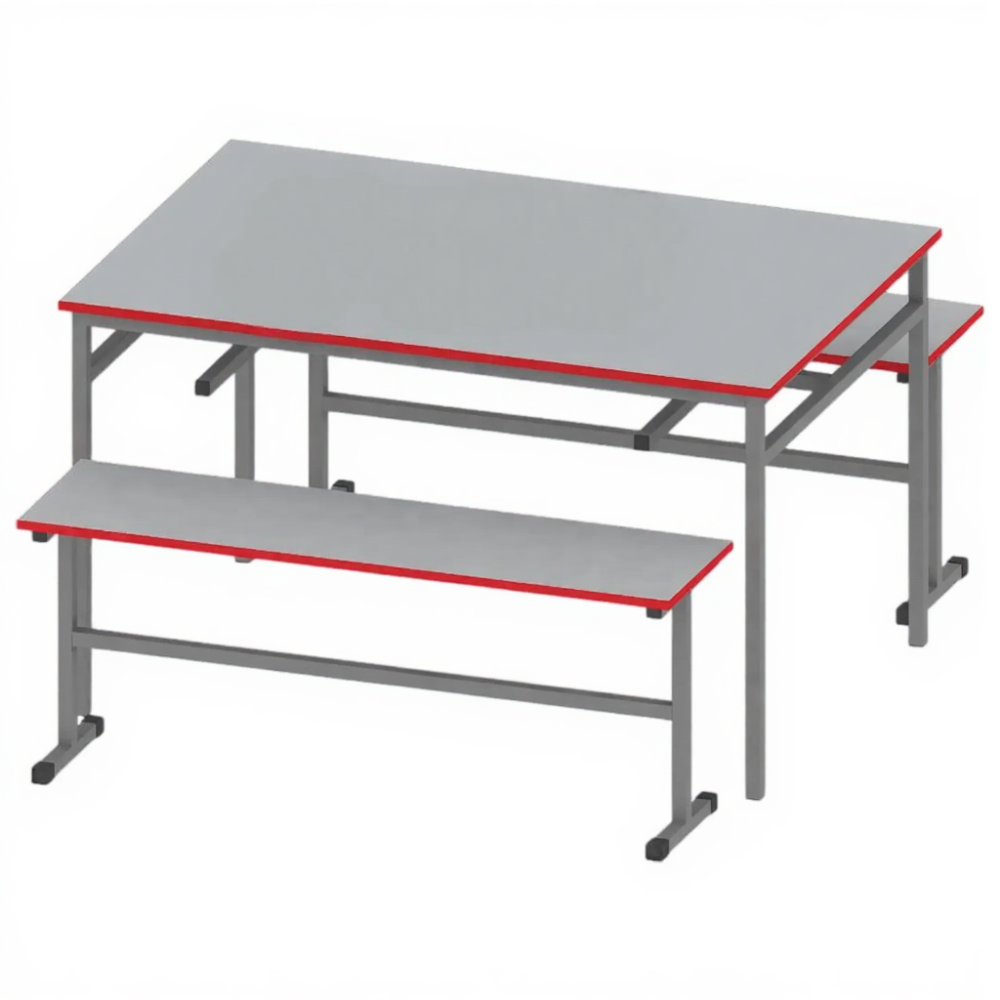 Стол обеденный с 2-мя скамейками МСТ-ШК-1, Серый