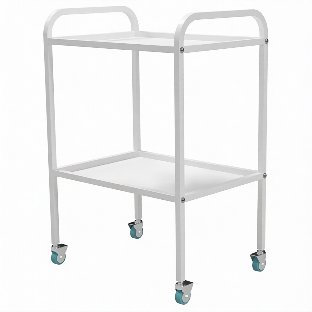 Стол медицинский инструментальный СМИ-02 (полки нерж., колёса серая резина)