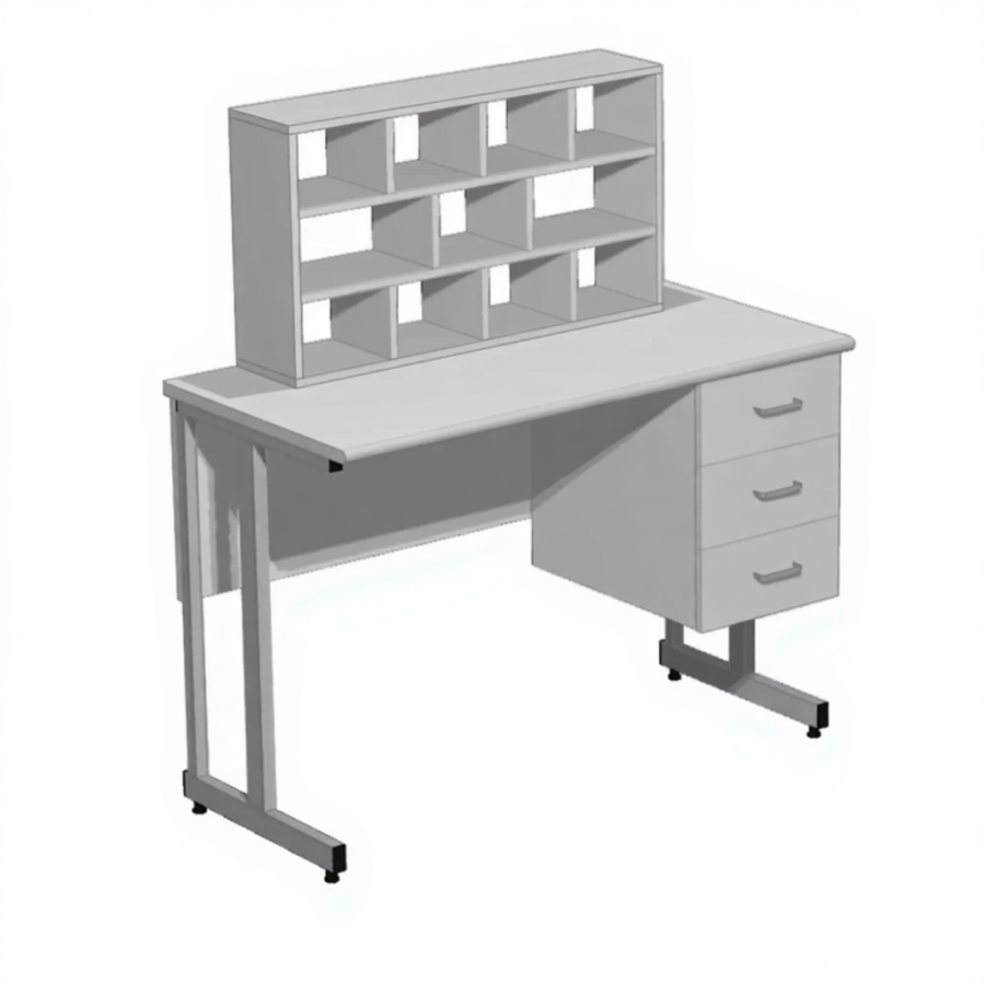 Стол лабораторный для микроскопирования СМ-201 «Премиум» (столеш. постформинг серый, каркас серый)