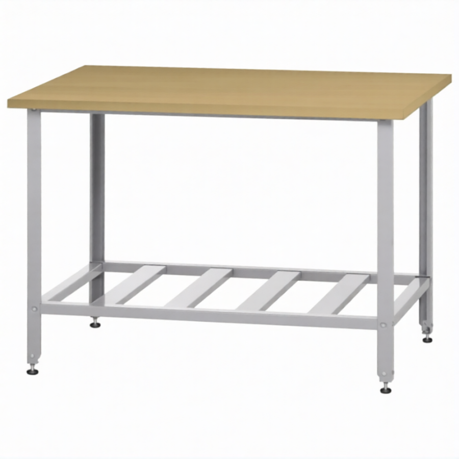 Стол кондитерский СПРн 860х1500х700 «Norma Inox» бук/40 (полка-решетка, ножка угловая)