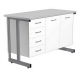 Стол-тумба СЛ-212/2.4 «Премиум» (корпус ЛДСП белый, столешница постформинг серый, каркас серый)