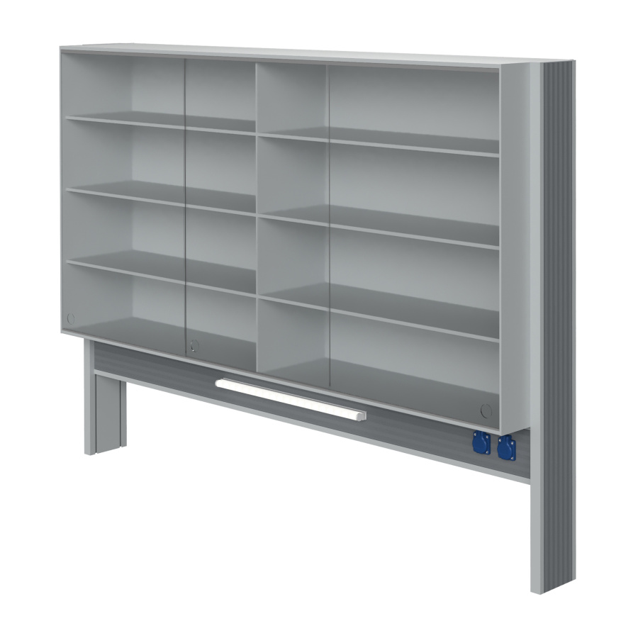 Технологический стеллаж со шкафом 900 мм для пристенного стола Mod. 1800 ТСПШ-90