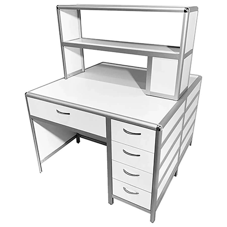 Стол лабораторный островной MED 11.002al с надстройкой (белый)