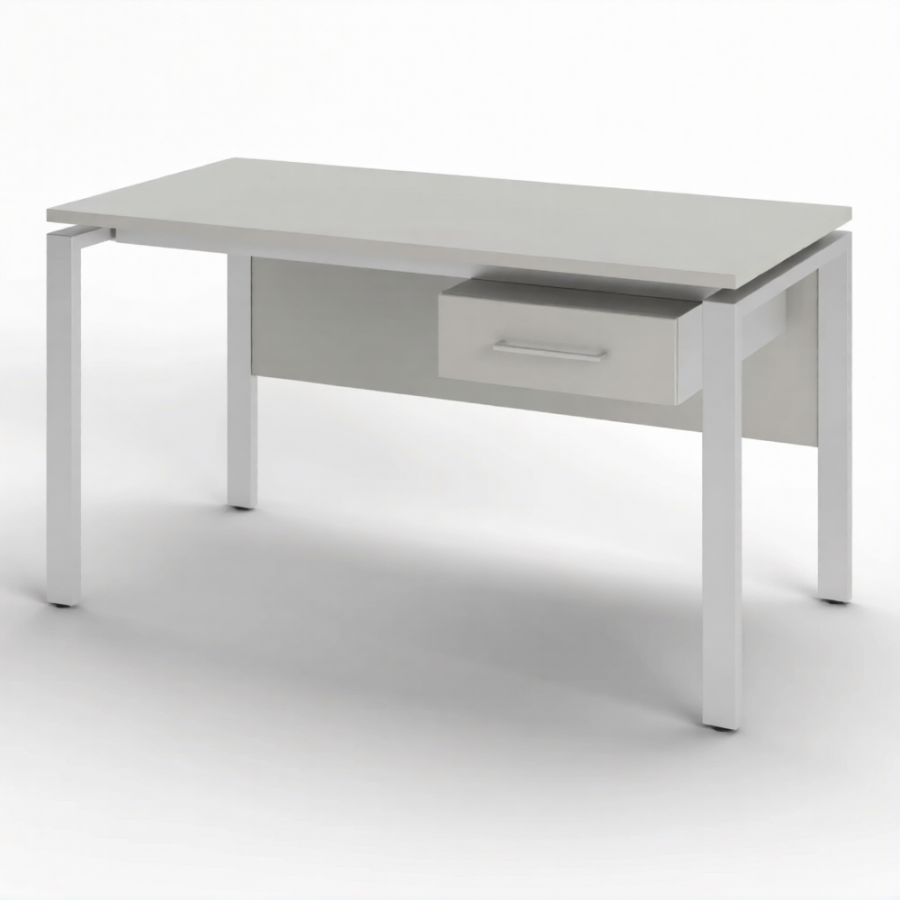 Стол рабочий 1 ящик СрТ-21 (тип 1) (1600х800х750) (столешница ЛДСП серый, каркас серый)