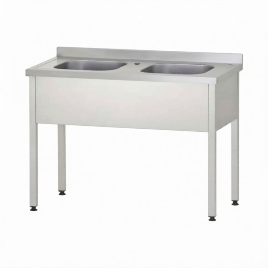 Ванна моечная ВМЦп 860х1000х700  2 м/о 250х400х500, борт, отв. д/смесит.