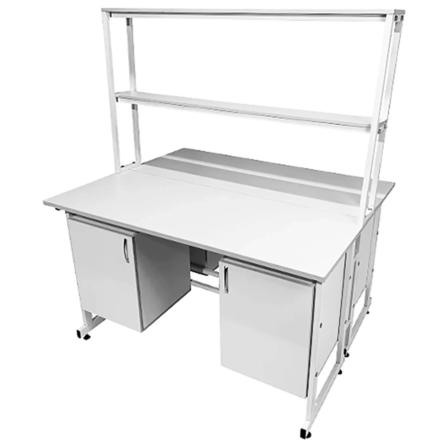 Стол лабораторный островной с надстройкой Сло 22.016 (белый)