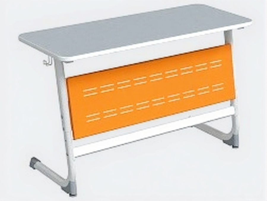 Стол 2-местный школьный 5-7 г/р "Логика" с перфорированным экраном (серый/оранжевый, м/к белый)
