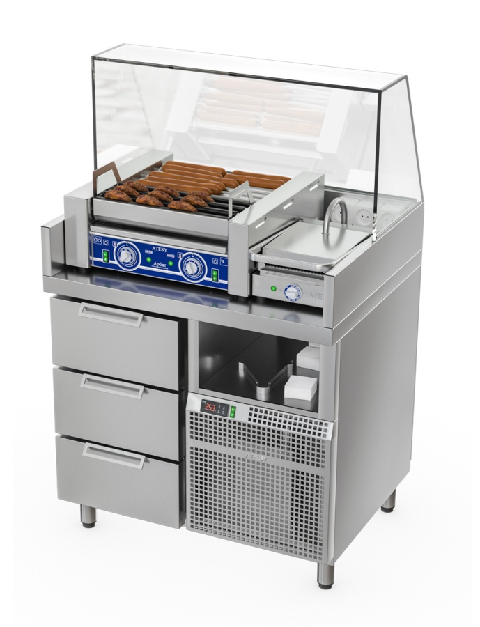 Станция для бургеров и хот-догов БАВАРИЯ БХС-900.700-02-3 (без лайт-бокса)